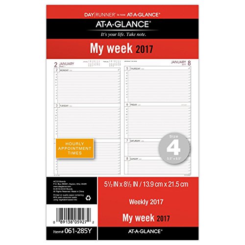 Day Runner Weekly Compact Desk Calendar Planner Refill 2017, 5-1/2 x 8-1/2