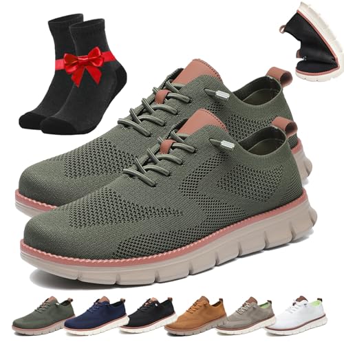 Zapatos de Vestir Breeze,Zapatillas de Deporte de Negocios de Vestir de Malla for Hombres,Suela Suave Ligera y Transpirable y Zapatillas de Deporte de Moda Transpirables(Army Green,47 EU)