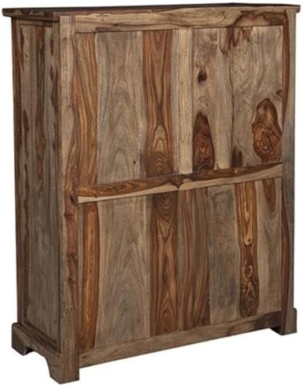 Pemberly Row Solid Sheesham Wood Chest, 53" H x 43" W x 18" D, Brown Harvest Finish, 7 Metal Glide Drawers, Natural Wood Grain, Handcrafted Contemporary Style Bedroom Storage Furniture