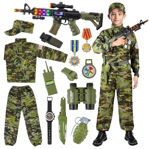 Metemot Kids Army Costume for Boys, Military Army Costume with Army Toys, Solider Boy Dress up, Halloween Costumes for Boys…
