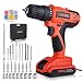 20V Cordless Drill Driver, JUMEL 100Pcs Accessories Electric Power Drill Set 320 in-lbs Torque, Variable Speed, 3/8 inches Keyless Chuck, Built-in LED, 2000mAh Battery and Fast Charger