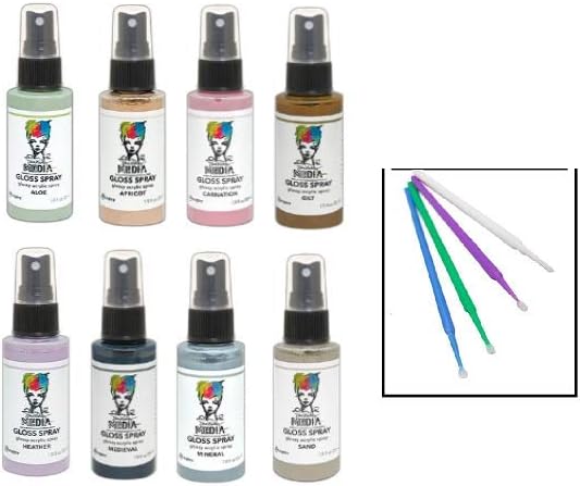 NEW Ranger Dina Wakley Media Gloss Spray Bundle Blending Sticks (6 Brights: Lime, Magenta, Lemon, Turquoise, Ocean, Fuchsia)