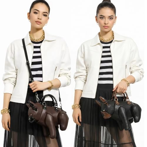 Image of Lyuxhetaokdiq Women PU Leather Unique Novelty Dog Shaped Crossbody Shoulder Bag Handbag Purse