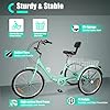 CHERIPOLI Vélo 24 pouces à 3 roues 7 vitesses pour adulte - Tricycle pour adulte - Avec lumière LED et panier à légumes (vert tilleul) #3