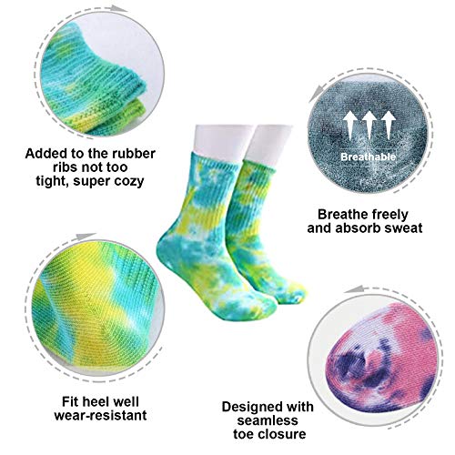 Echolife 6 Pairs Casual Tie-Dye Soft Cotton Crew Socks Cushion Novelty Funny Athletic Socks (6 Pcs) #TOP1