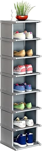 Miniatura 1 de Zapatero de 8 niveles para entrada, organizador de estante de zapatos de pie, soporte vertical estrecho para almacenamiento de zapatos que ahorra
