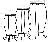 Vista 2 de Mesas de mosaico 3 piezas de cerámica blanca y negra