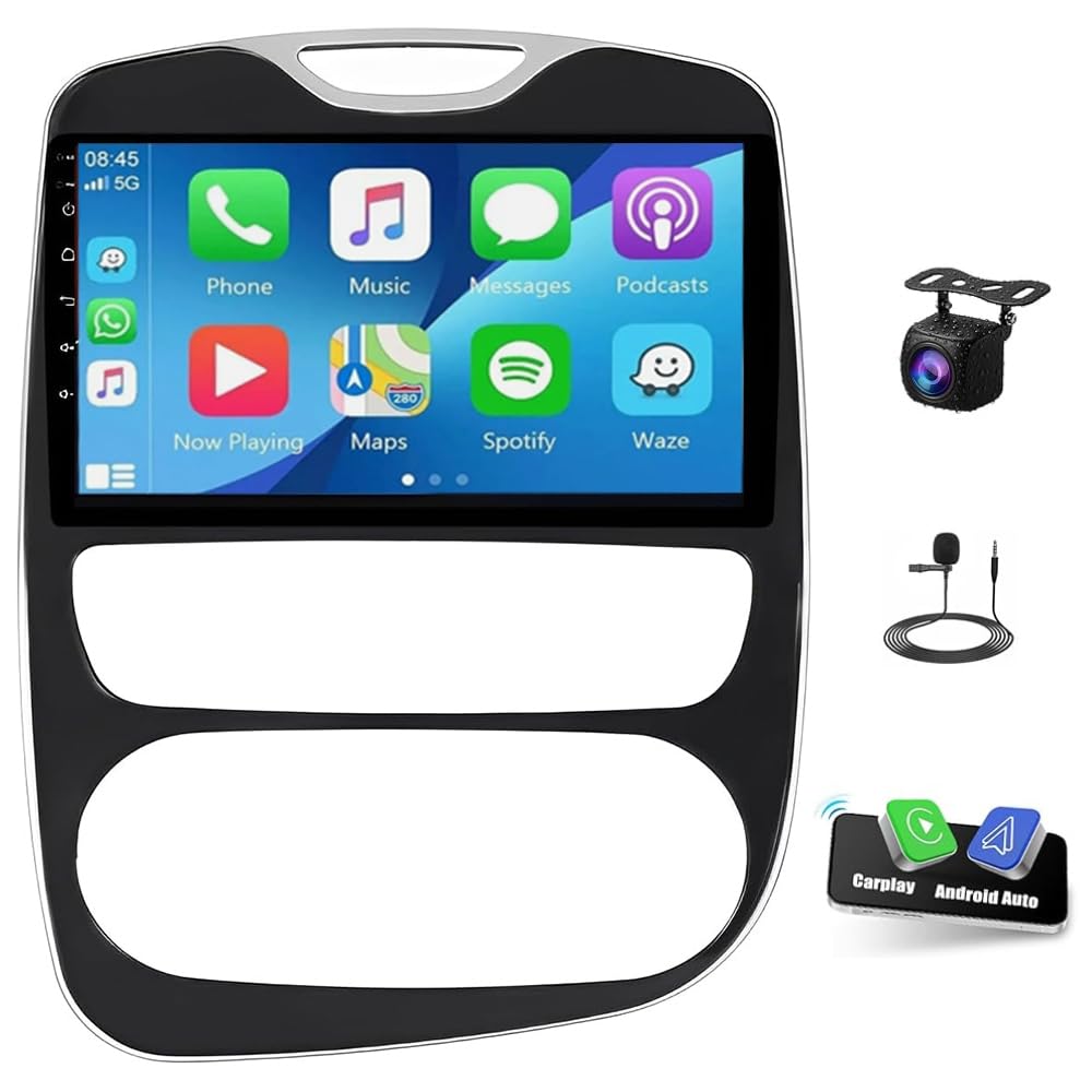 10 inch Android 14 Autoradio pour Renault Clio 4 2012-2019 Doppel DIN Autoradio Wireless Carplay Android Bluetooth Headunit Dab Radio GPS Navigation FM/RDS AHD-caméra de recul Mirror Link 4+64G