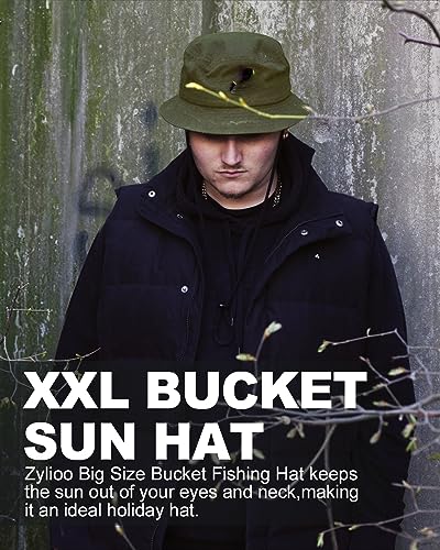 Image of XXL Oversize Bucket Hat Reversible, XL L M S Fisherman Sun Cap With Chin Strap, Travel Beach Outdoor Hat For Men Women