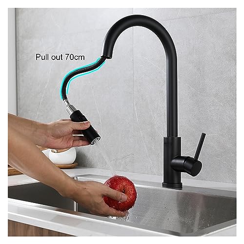 Robinet de cuisine à capteur chaud et froid mitigeur intelligent noir - 5