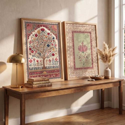 Image of kotart Indian Traditional Art Wall Painting Home Decoration With Frame For Living Room Bed Room Hotel Wall Decor Digital Reprint Engineered Wood Set of 2 (10X13 INCH)