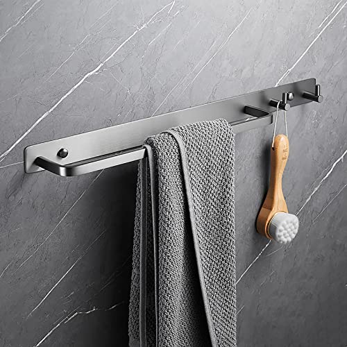 Toallero resistente de latón gris con estante y ganchos estables 3