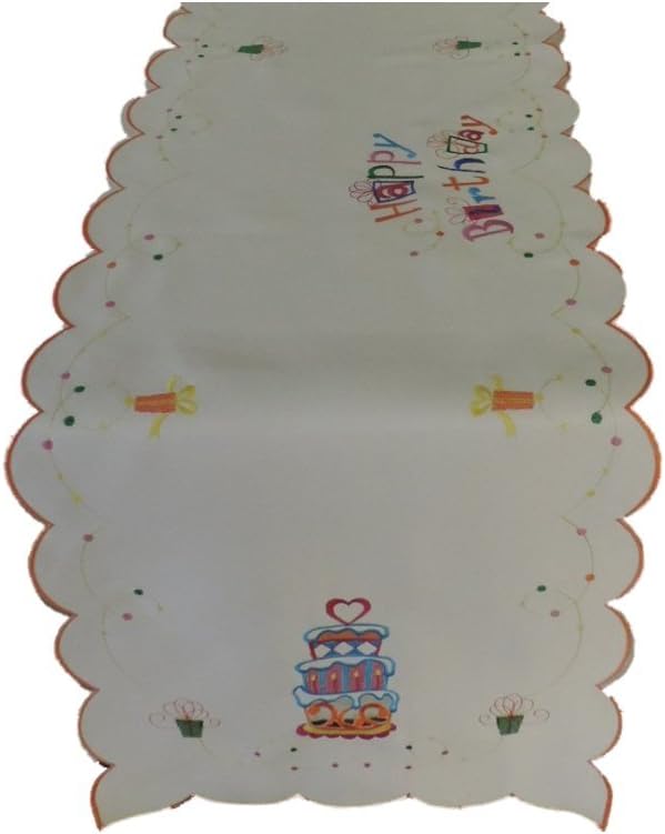 HAARBB K&K Tabletops Happy Birthday Decorative Table Runner - 16" x 72" Vibrant Cartoon Polyester Blend