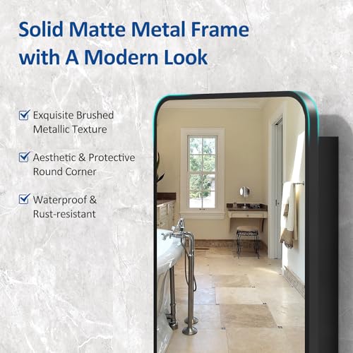 ACEMIRO 20x28 Inch Black Recessed Medicine Cabinet with Mirror Metal Framed Surface Bathroom Mirror Cabinet with Storage Wall Mounted Medicine Cabinet Mirror by ACEMIRO - Image 3