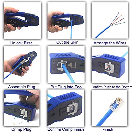 FeelMeet Crimper Tool voor RJ45 Connectors 8P Crystal Wire End Krimptang Pass Door Stripper Kabel CrimperEfficiënte… - Image 7