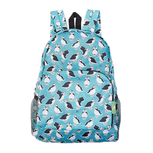 ECO CHIC Zaino leggero e pieghevole, resistente all'acqua, zaino per passeggiate, escursioni, campeggio, viaggi, realizzato con bottiglie di plastica riciclata, Puffins Teal, Etichettalia unica