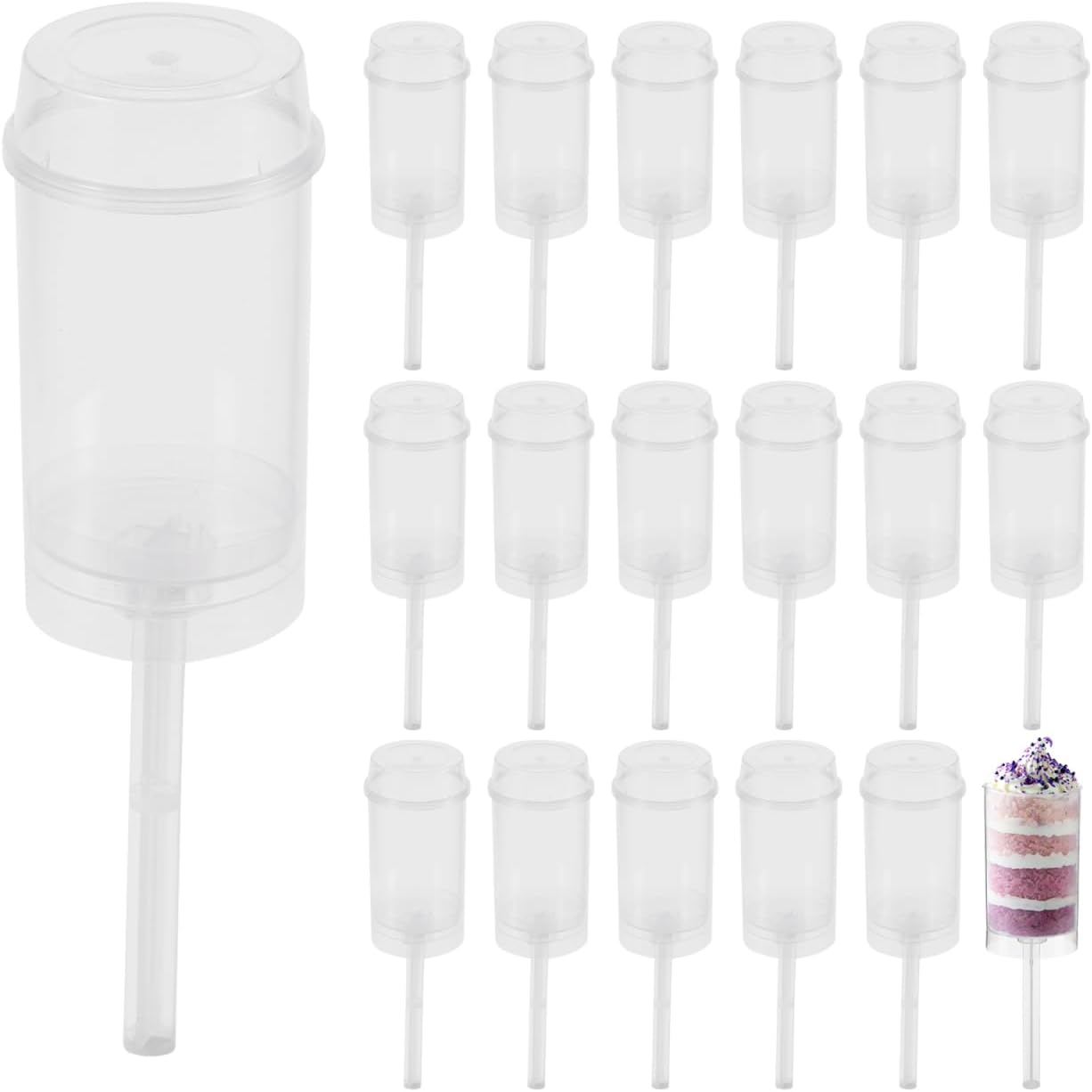 DOITOOL Cake Drum Push Cake Containers with Lids - 30 Pack Clear Plastic Push Pops for Desserts Cupcakes and Ice Cream