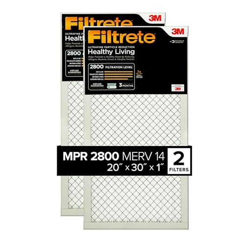 Filtrete 20x30x1 MPR 2800 Ultrafine Particle Reduction AC Furnace Air Filter, Attracts Microscopic Particles, 2-Pack (UF22-2PK-1E) by Filtrete - Used condition - CA$40.55