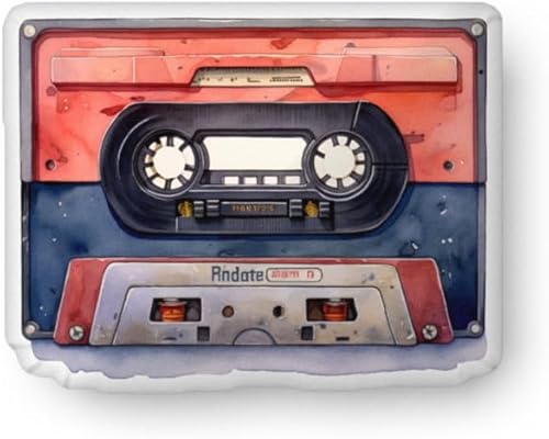 Almohada de casete personalizada en forma de cinta de felpa decoración de música retro, cojín relleno suave, acento único para el hogar