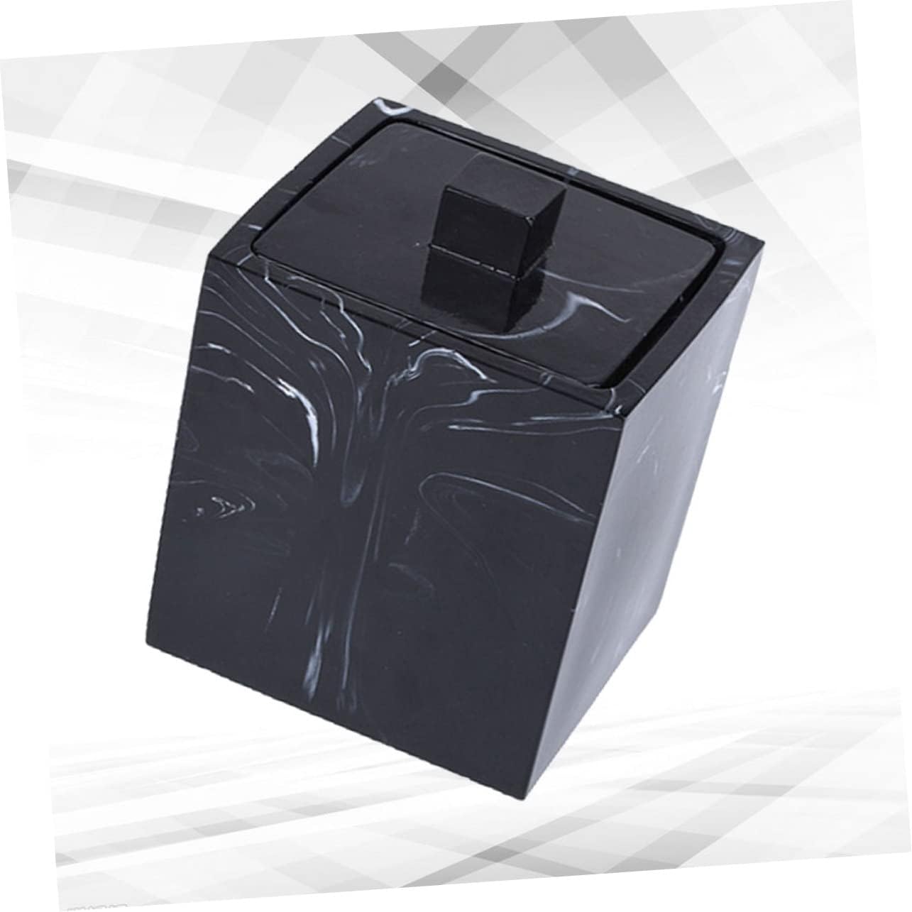 PRETYZOOM Resin Marble Cotton Swabs Storage Box with Lid for Home image 4