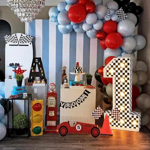 Image of Imprsv Race Car Birthday Party Decorations, 3ft Fast One Marquee Number 1