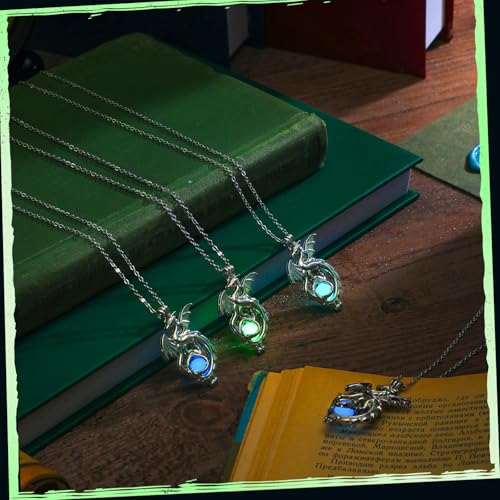 Kigeli 6pcs Glow in the Dragon Necklace Wings of Fire Necklace Stainless Steel Dragon Luminous Pendant Gift for Men Women Green Blue Sky Blue3