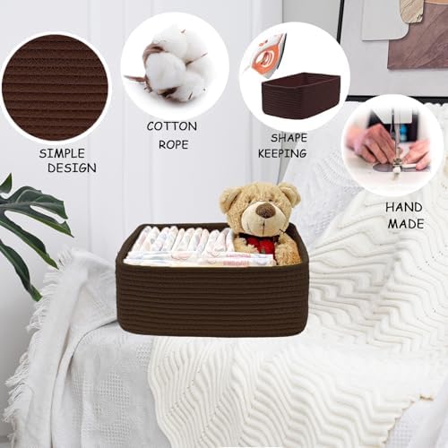 COMFY-HOMI 13" x 8.5" x 5.1" Storage Baskets for Organizing | Cotton Rope Woven Basket | Toy Storage Bin Box | Basket for Shelves, Closet Organizer Bin, Decorative Closet Shelf, 1 Pack - 4
