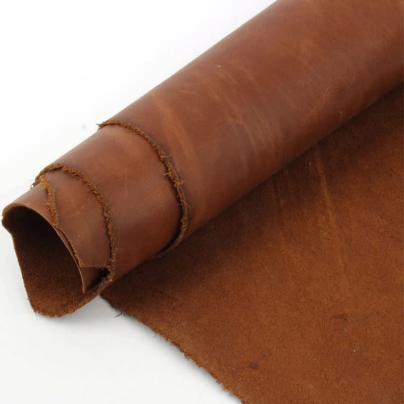 RIDAEX Cuero de Piel de Vaca Natural de 1,2mm , Cuero de Caballo Loco, Color Cuero Genuino para Manualidades de Cuero DIY para cinturón, Cartera y Bolso
