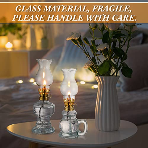 Set Of 6 Vintage Glass Kerosene Lamp Rustic Oil Lamp Lantern Chamber Oil Lamps Clear Kerosene Lamp Hurricane Lamp With 6.6 Ft Extra Wick For Indoor Use Lighting Home Decor Emergency (Classic Style) #TOP2