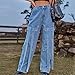 Boyfriend Jeans Women Cargo Pants Fashion Baggy Straight Wide Leg High Waist Y2k Teen Girls Parachute Streetwear Pants Blue
