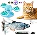 senyouth Elektrischer Spielzeug Fisch, 3 Interessante Interaktive Katzenspielzeuge, Realistischer Fisch, Windmühlen-Drehteller, Katzenminze Können Sich Drehen und Leuchten, Können Kauen und Massieren