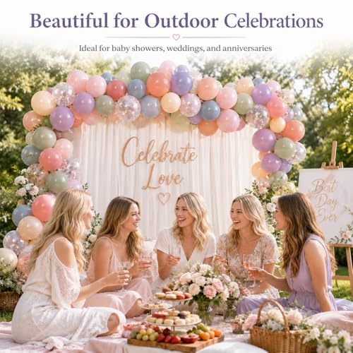 Image of Pastel Balloons,50PCS 12 Inch Retro 6 Color Blue Purple Green Pink Orange Beige Boho Latex Party Balloon for Colorful Ballon Birthday Graduation Anniversary Shower Easter Wedding Decorations