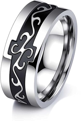 MEENAZ Titanium Stainless Steel Stylish adjustable size proposal Couple band thumb Silver Platinum Black combo Finger Ring for Men Mens couples gents unisex Boys Boyfriend MEN RINGS-AM055