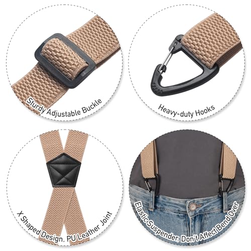 Image of SUNEZLGO Suspenders for Men Heavy Duty, X Back Hidden Suspender 1.5 inch Under Clothing, Adjustable Work Suspenders for Men Women