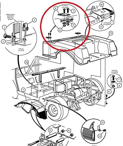 A.A Club Car DS Seat Hinge Sets | 79-Up | Golf Cart - 1012412, 1011652 - Male + Female (2)