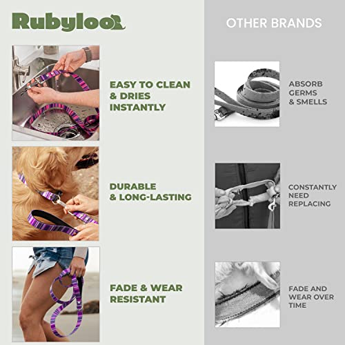 Image of Waterproof Dog Leash - 6 ft - Washable, Stink-Proof, Dirt-Proof & Odorless - Easy to Clean, Fade & Wear Resistant - Heavy-Duty with Padded Handle & Rust-Proof Clip - Pink (1 inch)