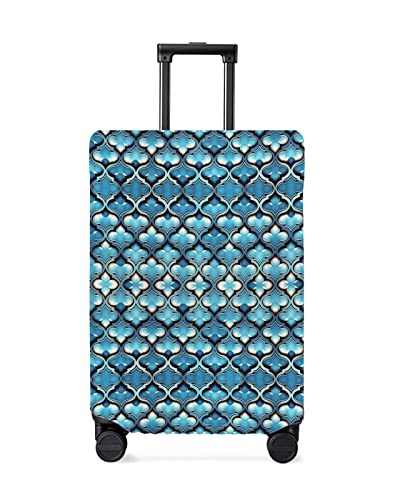 Travel Luggage Cover Spandex Elastic Suitcase Cover for Luggage, Scratch Proof Luggage Cover Protector for Trunk Case 19-21 Inch Luggage, Ombre Abstract Floral Texture Blue