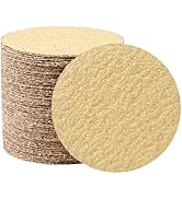 Shawya 3 Inch Sanding Disc 50 PCS Gold Hook and Loop No Hole Sanding Discs 40 Grit Aluminum Oxide...