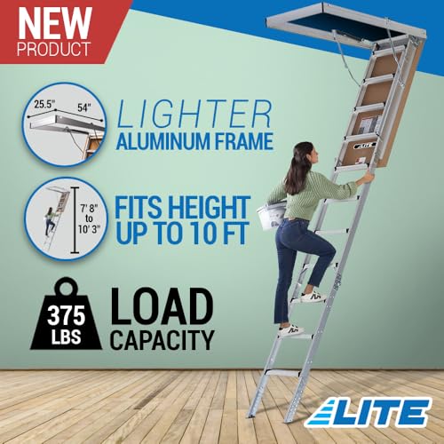 Lite AP2540MG 10-Foot Aluminium Attic Ladder 54 Inch W X 22.5 Inch H thumb #1