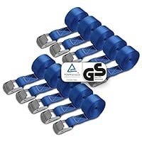 Spanngurte Zurrgurt | TÜV geprüft | Spanngurt Befestigungsgurt mit Klemmverschluss | Blau | Belastbar bis 250 kg | Diverse Längen Stückzahlen - 10er Pack 2.5 cm x 2.5 m