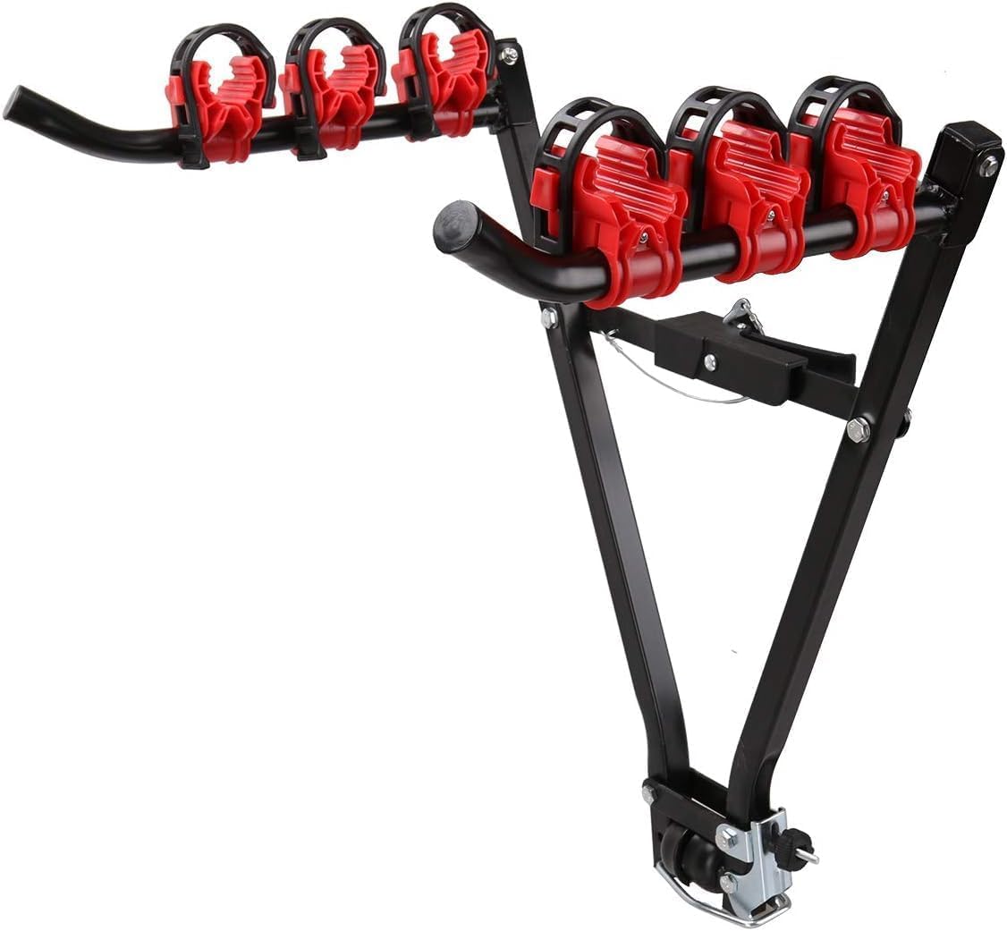 Portabici Universale da Gancio Traino per 3 Biciclette Pieghevole in Metallo Fino a 60 kg