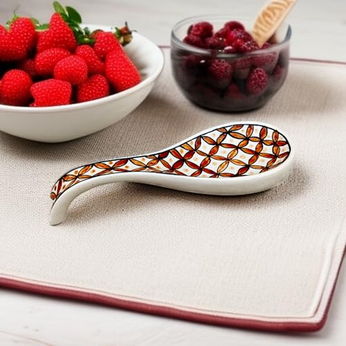 Image of Malaikah Ceramic Spoon Rest Print Pack of 1 for Home, Kitchen, Dining, Kitchen Decor & Gifting