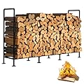 NANANARDOSO 4ft Outdoor Indoor Firewood Rack, Metal Fireplace Log Holder for Fireplace Wood Storage, Stacker Holder for Indoor and Outdoor Fireplace Metal Lumber Storage Carrier Organizer, Black