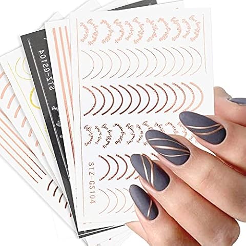 Nagelsticker, Metallic Nagelaufkleber Selbstklebend, 3D Gold Silber rosegold Nagel Aufkleber Linie Nail Art Striping Tape DIY Maniküre Dekoration Cover