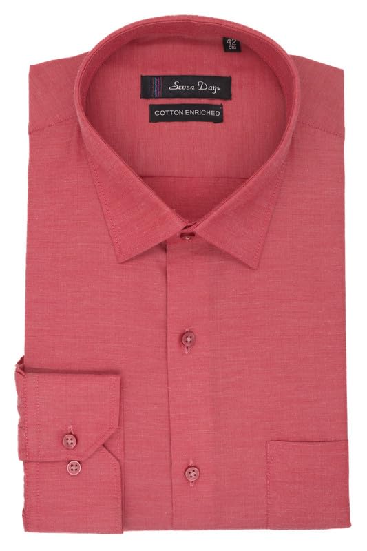 Image of 7-DAYS Men's Premium Formal Shirt - Cotton Blend, Regular Fit, Full Sleeve, with Pocket, Durable & Easy Care - Perfect for Office Wear
