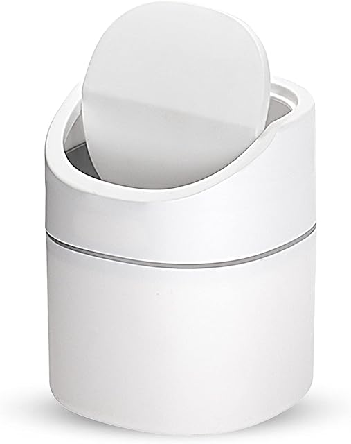 Gsrhzd Desktop Trash Can, Mini Plastic Desktop Trash Bin, Desktop Trash Can, Used for Family Living Room Kitchen Bedroom Bathroom Office Car Indoor Plastic Trash Can (2L)