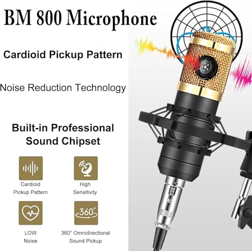 Image of IMAGINEA BM800 Streaming Condenser Microphone | Full Studio Set for Online Meeting, Music Recording, Broadcast, Vocal Work, Podcasting, Interviews & Gaming with Mount Stand (Blue)