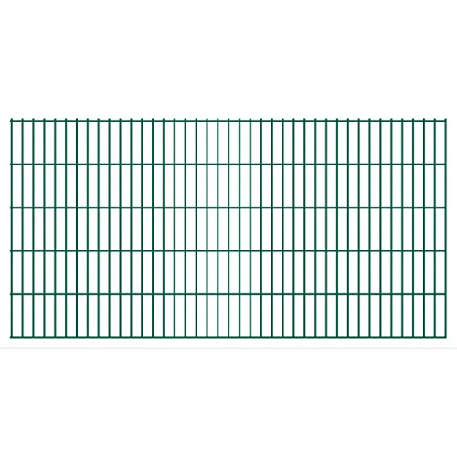 Preisvergleich Produktbild Festnight Garten Zaun Doppelstabmattenzaun Metall Gartenzaun aus Vorverzinkter Stahl Zaunpaneel 2008x1030 mm Grün