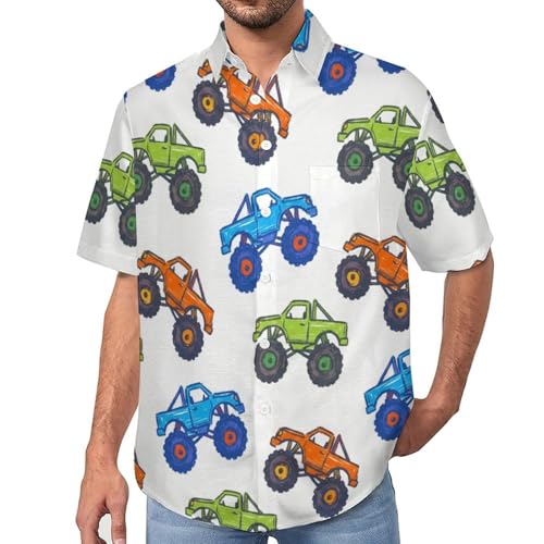 Chemise aloha été légère grande taille S au 7XL avec imprimé camions humoristique