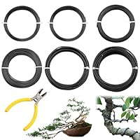 XRXYMQ 6 Rollen Bonsai Draht Schwarz Pflanzendraht Ø1,0 mm/1,5 mm/2,0 mm/2,5 mm/3,0 mm Basteldraht Insgesamt 50 m Bonsaidraht für Bonsai Zubehör DIY Skulpturen